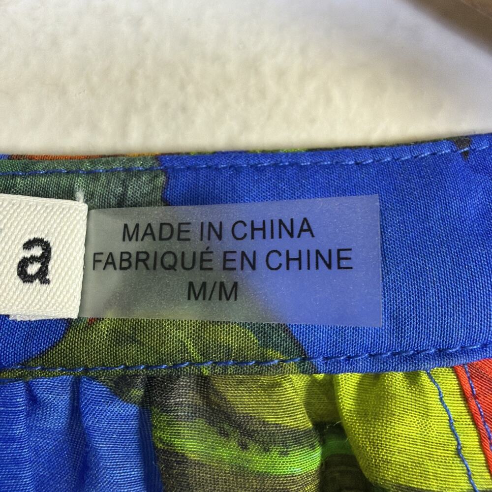 ALICE + OLIVIA Ladies Blue tropical Floral Smocked silk blend Blouse medium - Picture 8 of 13
